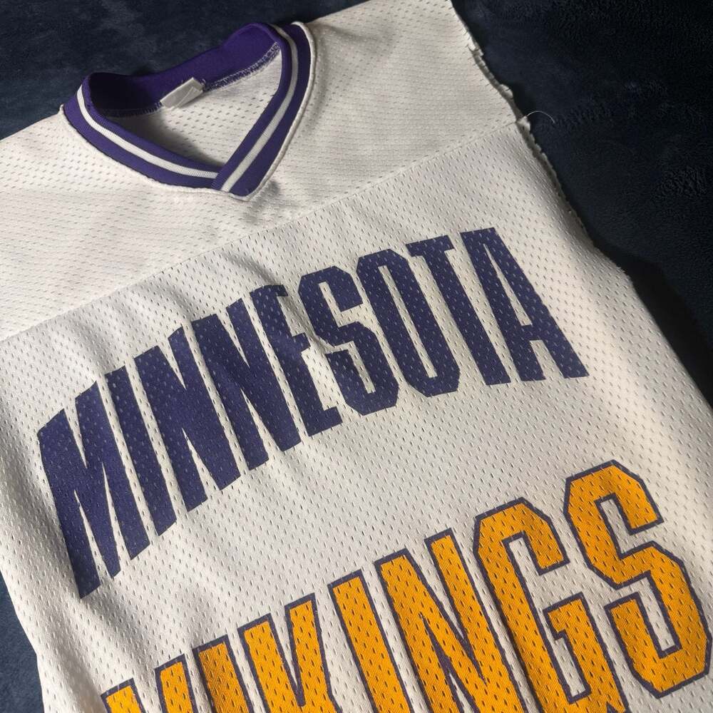 Vintage Logo 7 Minnesota Vikings Sleeveless V-Neck Mesh Jersey